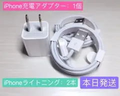 1個Apple純正品質電源アダプター充電器と2本iPhoneライトニングケーブル