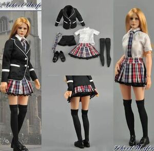 1/6スケール 女性フィギュア衣装セット　学生服　女子高生コーデ　フルセット　ミニスカート　セーラー　可愛い　セクシー