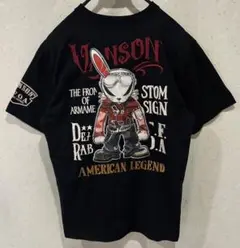 ＊VANSON×デスラビット 3Dデスラビ 刺繍入 半袖Tシャツ M