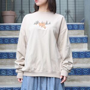 USA VINTAGE DEER EMBROIDERY DESIGN SWEAT SHIRT/アメリカ古着シカ刺繍デザインスウェット