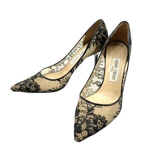 JIMMY CHOO ジミーチュウ レース ヒール パンプス ポインテッドトゥ ハイヒール シューズ サイズ37.5