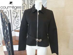 美品 Courreges(クレージュ) 　黒ブラック　ベルト付き　ジャケット　40　M相当