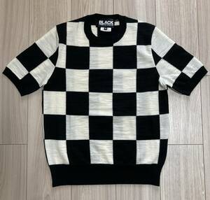 ブラックBLACKコムデギャルソンCOMME des GARCONS市松柄半袖ニット