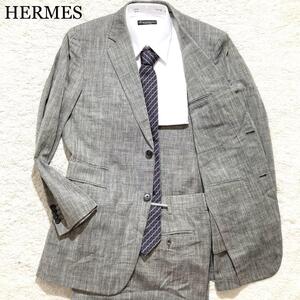 【未使用級】HERMES スーツ セットアップ グレー MIXカラー 52