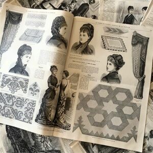 19世紀 フランスアンティーク 永遠の淑女とモード新聞 LA MODE ILLUSTREE 雑誌 ファッション ビクトリアン コラージュ 紙もの スクラップa