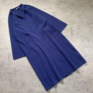 【theory luxe】セオリーリュクス(38)ロング リブ ニット カーディガン ウール ネイビーブルー M