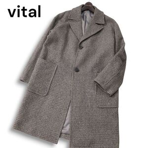 vital MONSIEUR NICOLE ムッシュ ニコル 秋冬★ ウール ツイード オーバーサイズ チェスターコート Sz.44(S) メンズ　I4T03474_A#N