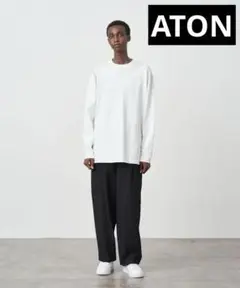 ATON★エイトン★AIR SPININNG★長袖★Tシャツ★02★白