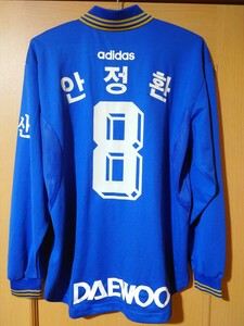 正規品　釜山大宇ロイヤルズ　1998　実使用　長袖　ユニフォーム　#　8 安貞桓　アンジョンファン　adidas　Kリーグ　