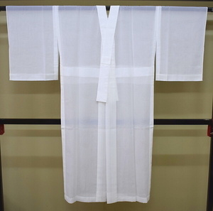 A20-4　即決 中古品 未使用 ポリエステル 夏物 紋紗 長襦袢 白 撫子 裄66