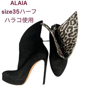 ALAIA アライア　ハラコ使用　ショートブーツ size35ハーフ　黒　 ブーティー　 レザー スエード　ハラコ　 ブラック　22.5㎝