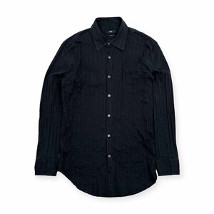 BOSS HUGO BOSS ヒューゴボス タックデザイン 長袖シャツ Lサイズ/黒 ブラック/メンズ