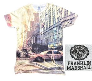 稀少古着イタリア製 FRANKLIN&MARSHALL/フランクリンマーシャル 半袖Tシャツ XSサイズイエロー系 前面総柄 プリント