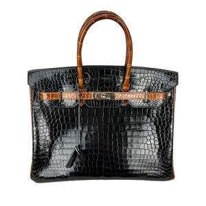 エルメス HERMES バーキン35 □I刻 ブラック/ミール/シルバー金具 ポロサス ハンドバッグ レディース 中古