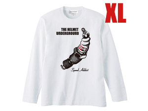 THE HELMET UNDERGROUND L/S T-shirt WHITE XL/長袖tシャツロンteehondakawasakiyamahasuzukiホンダカワサキヤマハスズキ陸王メグロ80s90s