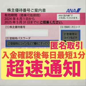 ANA 株主優待券 株主割引券 番号通知のみ コード通知 匿名取引 2025年5月31日 1枚 2枚 3枚 4枚 5枚 6枚 7枚 8枚 9枚 全日空