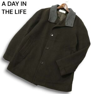 A DAY IN THE LIFE ユナイテッドアローズ 秋冬 ダブルフェイス ビーバー レイズドネック コート Sz.XL メンズ 大きいサイズ　C4T11412_C#N