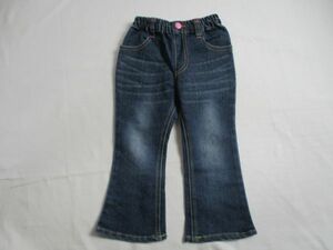 BE445【(株)カイタックインターナショナル】ストレッチ　ダメージ加工　デニム　パンツ　女児　濃青　95