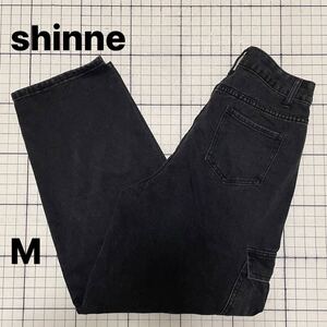 【shinne】バルーンカーゴパンツ ワークパンツ オリジナルジーンズ デニム コットンパンツ Mサイズ/股下72cm ブラック/黒 レディース？？