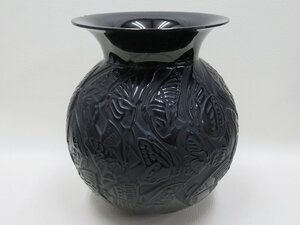 D3752 ラリック LALIQUE ニンファレ Nymphale Black Butterfly フラワーベース 黒ガラス 花瓶