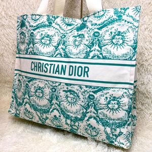 1円 新品 Christian Dior クリスチャンディオール トートバック キャンバス トワル ドゥ ジュイ エンブロイダリー ミディアム グリーン系