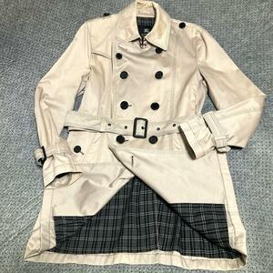 美品/冬の定番●BURBERRY BLACK LABEL バーバリーブラックレーベル メンズ トレンチコート ベージュ ベルト有 裏地ノバチェック アウター