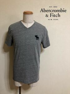 【新品】 Abercrombie & Fitch アバクロンビー&フィッチ ビッグ アイコン Vネック Tシャツ サイズM 半袖 180/96A ヘザーグレー 626460105