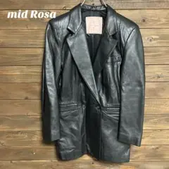 ♦︎【mid Rosa】ブラックレザーダブルボタンジャケット M