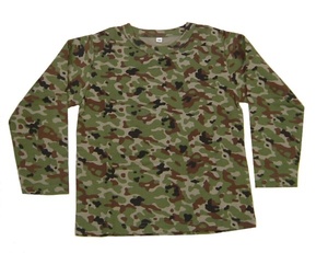 大特価　陸上自衛隊　130　迷彩　子供用　長袖　Tシャツ　お揃い　アウトドア　ミリタリー　JGSDF　陸自　Y-№8(130)