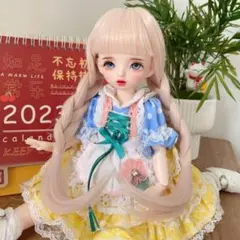 ドールウィッグ 6〜7インチ 三つ編み ロングヘア ピンク SD BJD 桃色