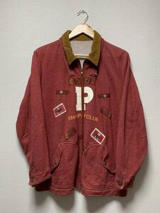 [PINK HOUSE] くまパッチ ジップアップスウェットジャケット 日本製 レッド ピンクハウス