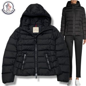 40 正規品 MONCLER モンクレール TETRAS DOWN JACKET レザー切替 ナイロン ダウンジャケット テトラ ジップアップ ブルゾン 0 ブラック