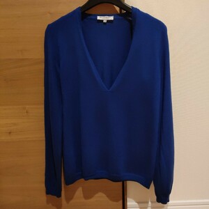 Yves Saint Laurent rive gauche ロイヤルブルーVネックニット 38