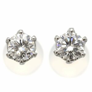 この一粒が圧巻の煌めき《新品》 Pt900 一粒 ダイヤモンド ピアス 1.0g D0.202/0.202ct 超美品 ソーティング付 ◎05A56