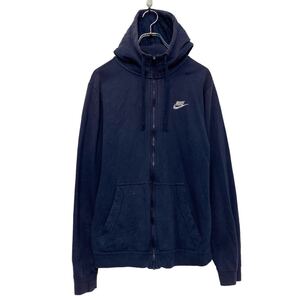 NIKE プリント スウェット パーカー ナイキ S ネイビー フルジップ 古着卸 アメリカ仕入 a608-6637