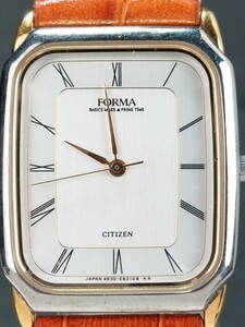 美品 CITIZEN シチズン FORMA フォルマ 4630-E61163 アナログ クォーツ 腕時計 ホワイト文字盤 レザーベルト ステンレス 新品電池交換済み