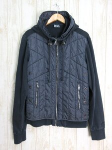 DIESEL/ディーゼル：J-VESTER フードジャケット ジップアップパーカ 中綿 サイズL メンズ 中古/USED