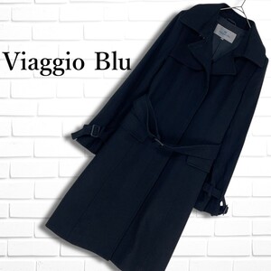 ◆美品◆ Viaggio Blu ビアッジョブルー ウール カシミヤ ロング コート 黒 ブラック レディース 2 M ◆送料無料◆ 1205A