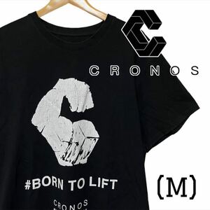 CRONOS 半袖 Tシャツ Born To Lift ブラック×ホワイト クロノス ビッグシルエット オーバーサイズ Mサイズ トレーニー トップス【4869】F