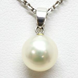 ＊MIKIMOTO(ミキモト)K14WG/Pt850アコヤ本真珠ペンダント＊j 約4.4g 約40.0cm 約8.0mm珠 pearl jewelry pendant EA6/EA6