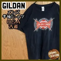 ギルダン zia records ロゴ ブラック Tシャツ USA古着 半袖