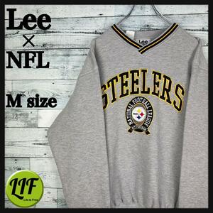 Lee × NFL 刺繍チームロゴ スティーラーズ リブライン スウェット M