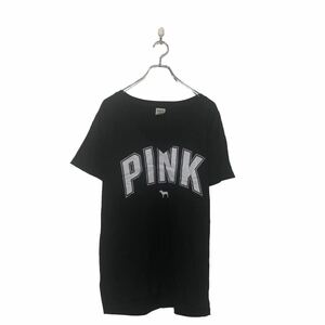 PINK 半袖 ロゴ Tシャツ キッズ L~ ピンク ブラック ホワイト Vネック プリント 古着卸 アメリカ仕入 a604-5128