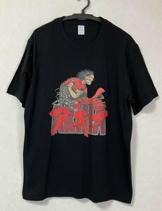 【未使用品】 アキラ AKIRA 鉄雄 テツオ 島鉄雄 ヴィンテージ加工 Tシャツ ブラック 黒　半袖 M アニメ 綿 コットン マンガ 金田 カネダ　L