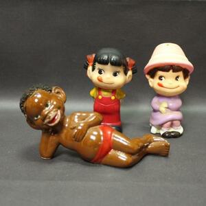 ぺこちゃん人形2点と陶器の子供　0331P9r