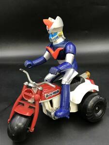 0618-14◆レア アオシン グレートマジンガー サイクル 電動 バイク ソフビ人形 フィギュア 欠品 破損あり 昭和レトロ 当時物 おもちゃ