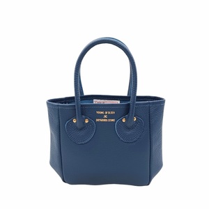 65 美品 YOUNG&OLSEN ヤングアンドオルセン EMBOSSED LEATHER TOTE XS レザーミニトート ネイビー ブルー系