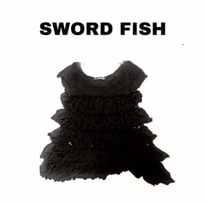 新品●SWORD FISH●フリフリフリル　トップス、ブラック.定価￥6195-カットソー