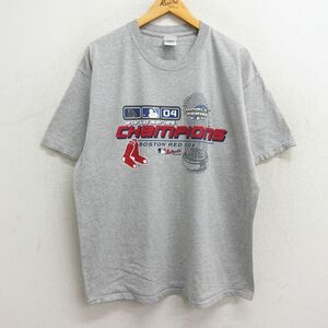 XL/古着 半袖 ビンテージ Tシャツ メンズ 00s MLB ボストンレッドソックス 大きいサイズ クルーネック グレー 霜降り メジャーリーグ