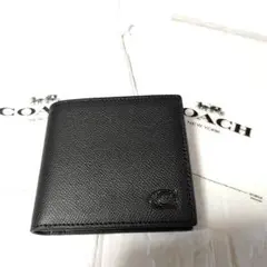 新品未使用 COACH メンズ 二つ折り財布　ブラック